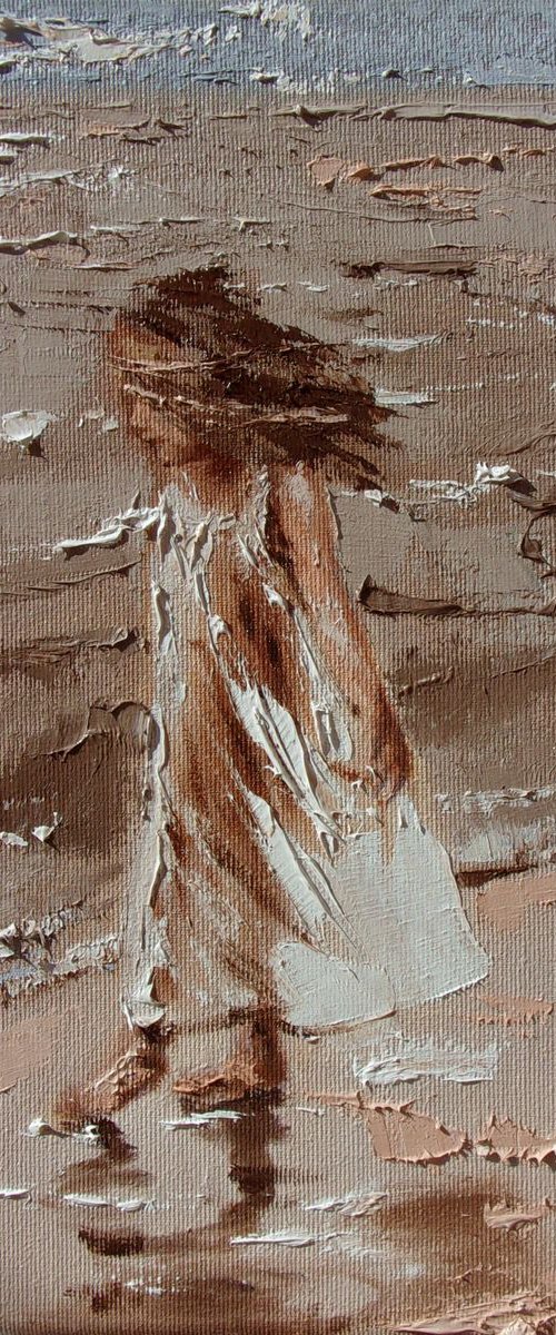 " SUMMER WALK ... " original painting SEA spring palette knife GIFT by Monika Luniak