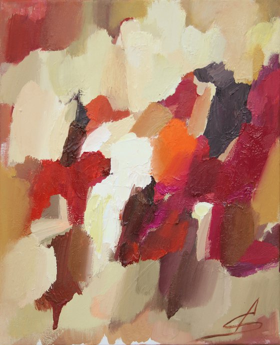 MOMENT1/ Red abstract oil painting