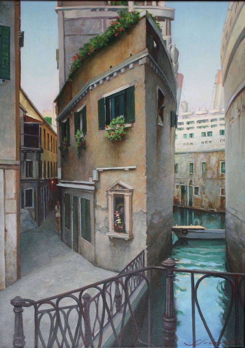 Photorealistic Cityscapes Oil Painting By Sergej Sologub, 21 X 29", Metamorphose, Original Artwork