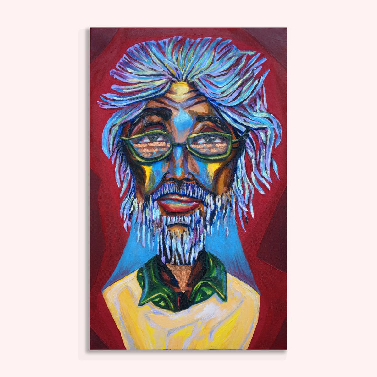 Surrealistic Portrait Acrylic Painting By Kimi Kaa, 11 X 18", Isao Suzuki (Jazz Series), Original Artwork