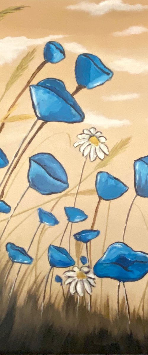 Blue Flowers and Caramel Skies by Aisha Haider