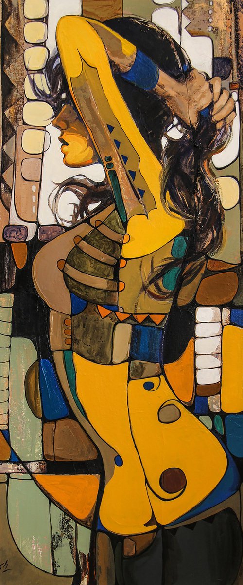 The petal- Woman painting by ARTIST GURDISH PANNU