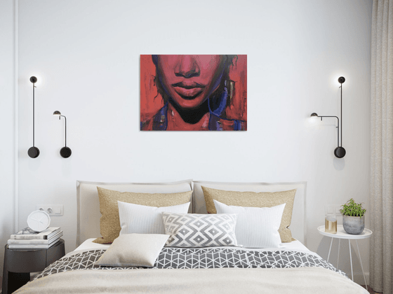 FLOW - Black woman oil portrait painting