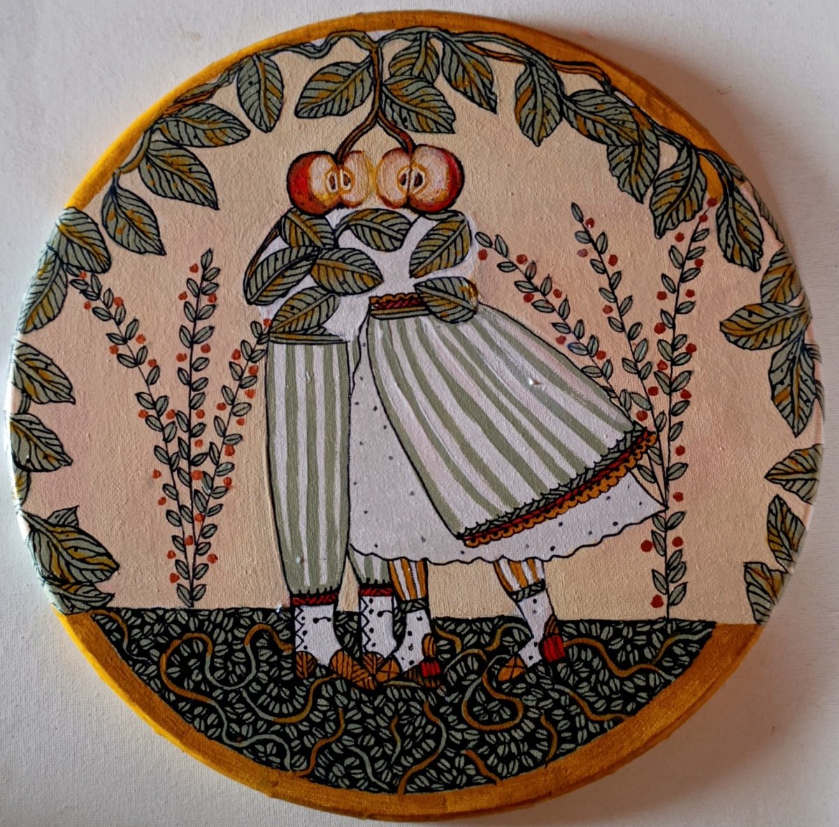 Naive Acrylic Painting , Two Halves Of A Whole By Tetiana Osadchuk, 12 X 12, Artwork For Sale On Artfinder