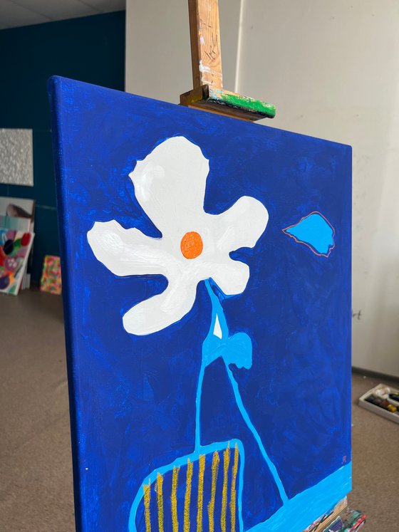 White Flower Acrylic Painting