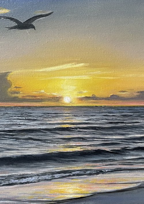 Ocean Sunset Wings of Freedom by Aflatun Israilov