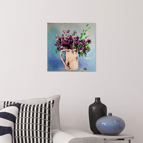 Wild Flowers in a  White Jar