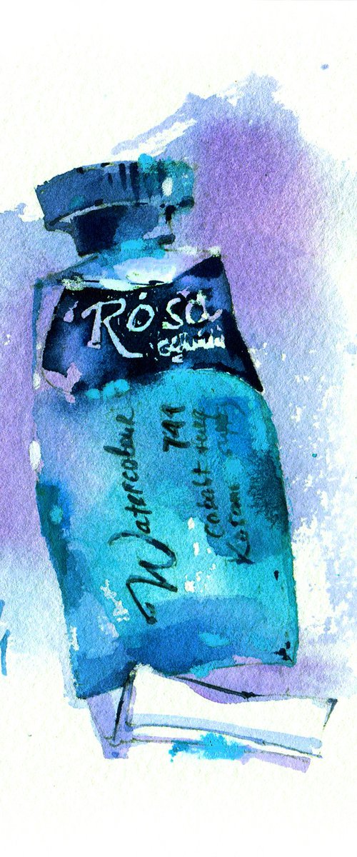 Turquoise. Tube of watercolour by Ksenia Selianko