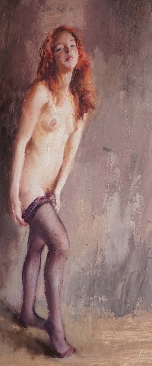 Violette with stockings by Manuel Leonardi