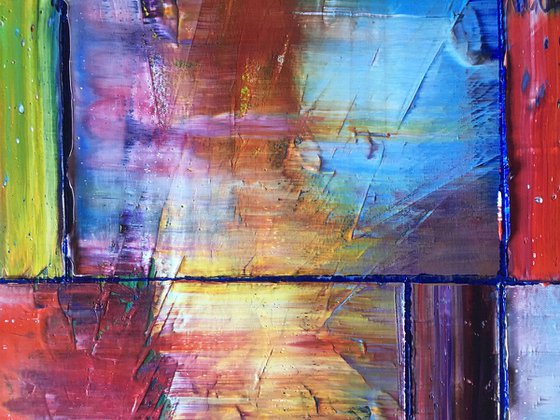 "Meant To Be" - Save $600 As A Series - Original Extra Large PMS Abstract Triptych Oil Paintings On Canvas and Wood - 60" x 44"