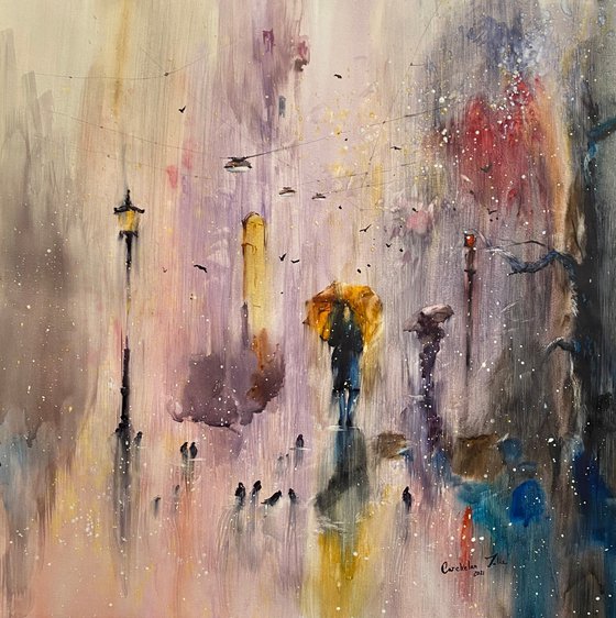 Sold Watercolor “Evening rain” perfect gift