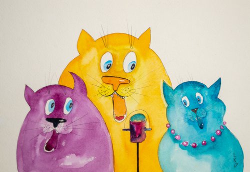Singing cats by Liubov Kuptsova