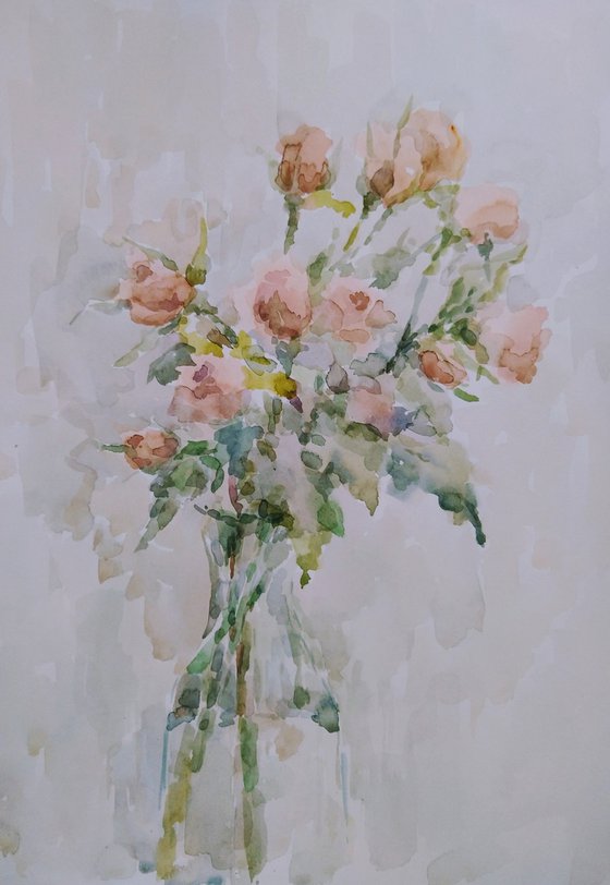 Roses. Original watercolour painting.