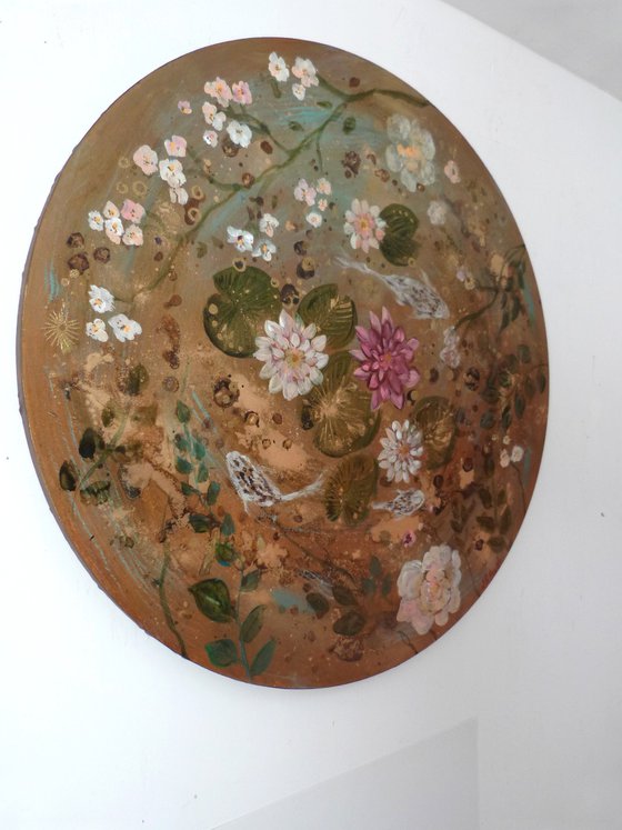 "Pond dance" 60cm round canvas