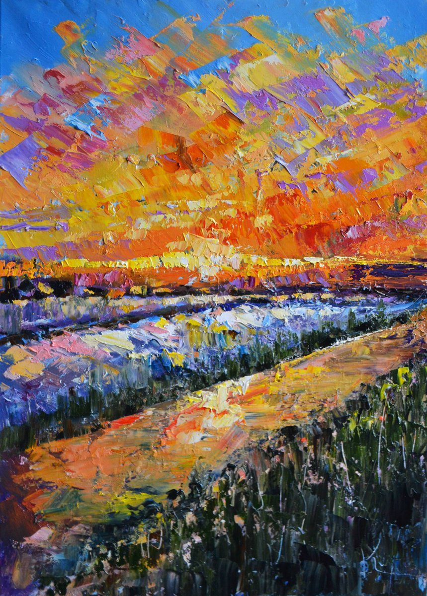 Expressive Oil Painting , First Evening Of Spring By Valeriia Radziievska, 20 X 28, Artwork For Sale On Artfinder