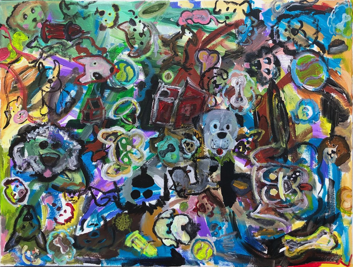 Expressive Abstract Acrylic Painting By Paul Baaske, 24 X 18", It