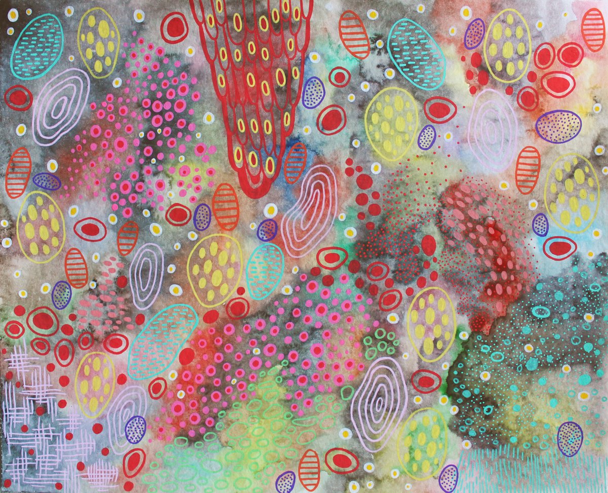 Organic Abstract Painting By Veronika Demenko, 15 X 13", Organic Geometry N.5, Original Artwork