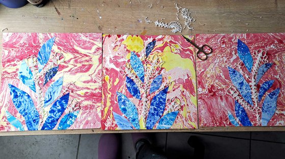 Blue Garden, set of 3