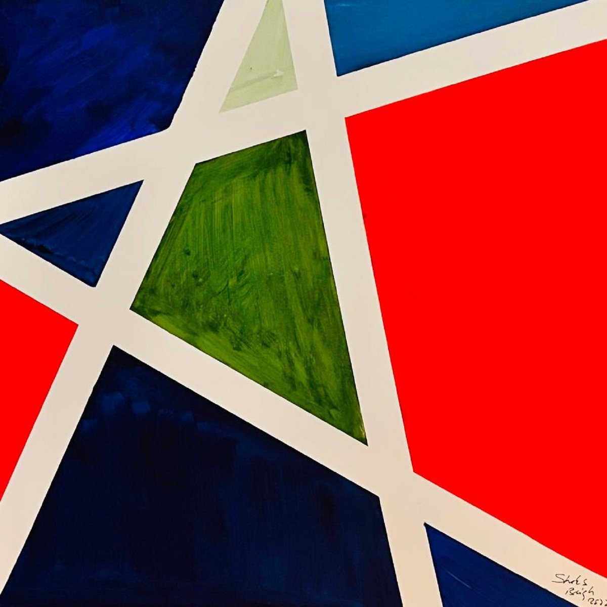 Geometric Abstract Acrylic Painting By Shabs Beigh, 12 X 12", Kite Abstract 10, Original Artwork