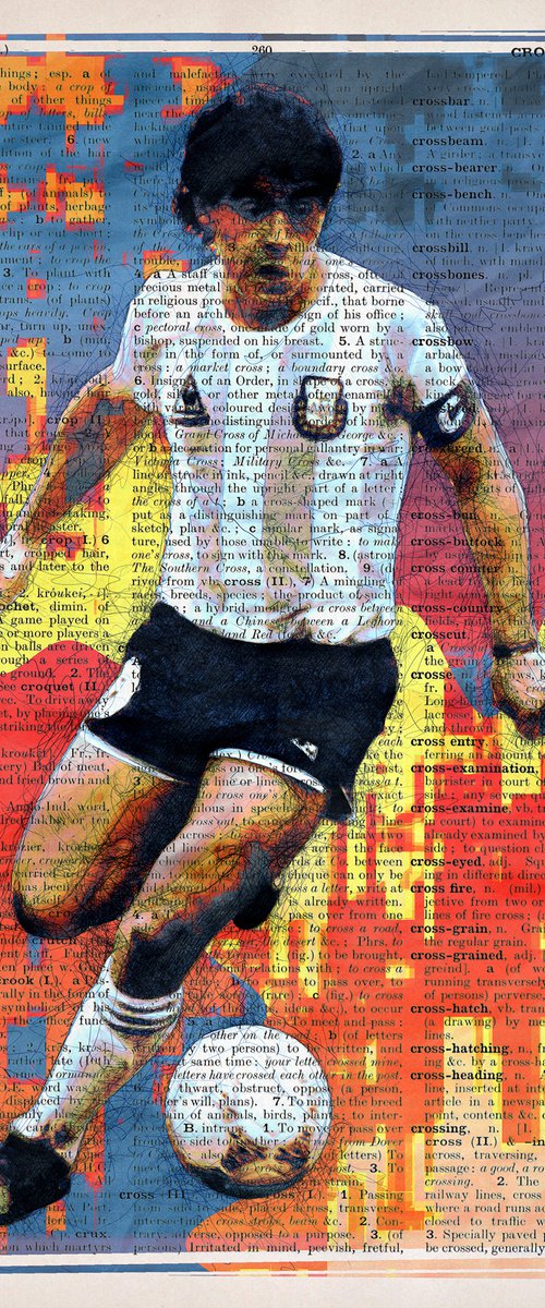 Diego Maradona - The Football Legend - Collage Art on Large Real English Dictionary Vintage Book Page by Jakub DK - JAKUB D KRZEWNIAK