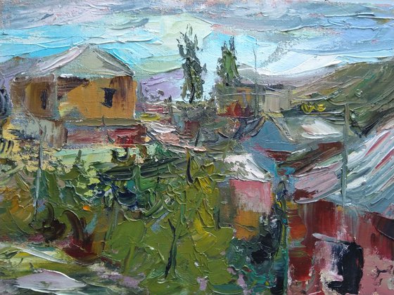 Landscape(oil painting, 30x50sm, impressionistic work)