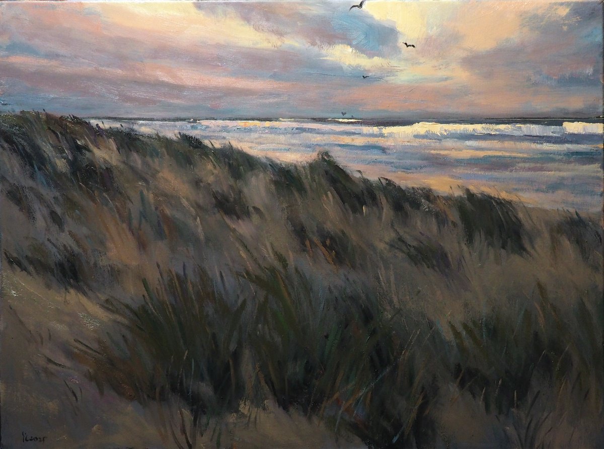 Impressionistic Landscape Oil Painting By Yuanyuan Liu, 31 X 24", Seascape, Original Artwork