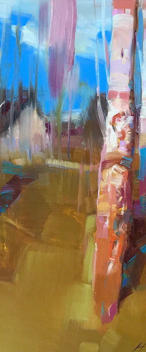 Birches Grove, Original oil painting, Handmade artwork, One of a kind by Vahe Yeremyan