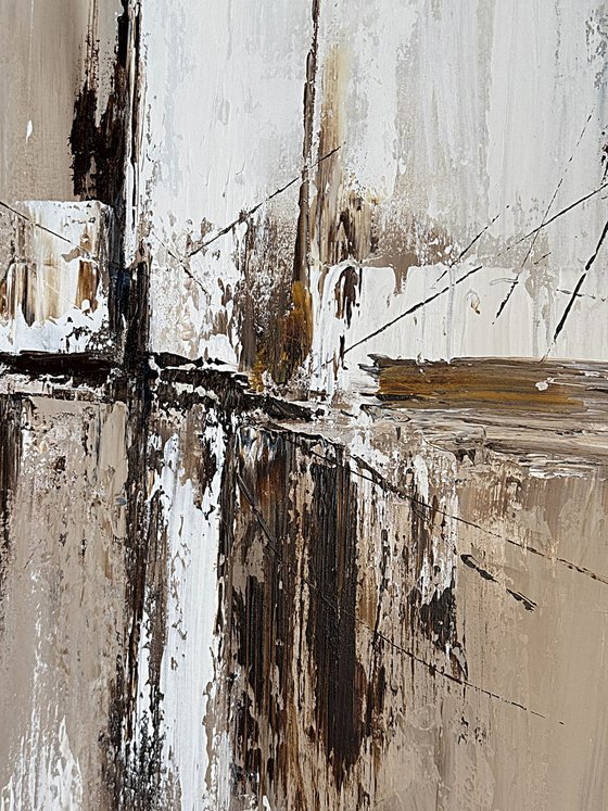 Parallel Ground.Neutral Abstract Diptych
