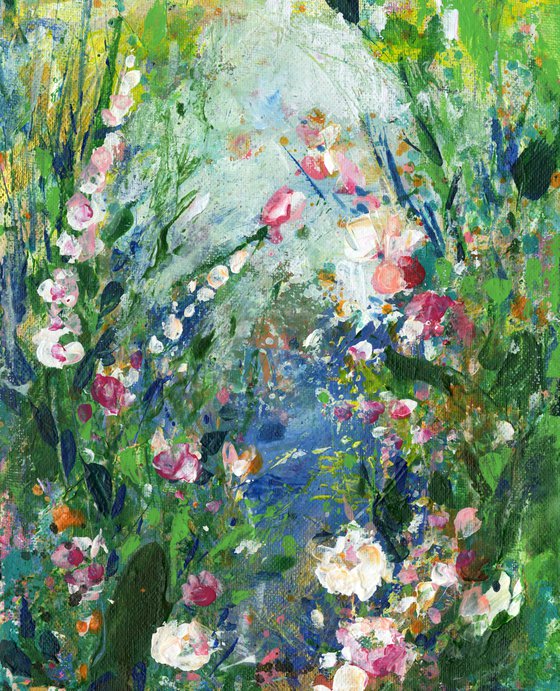 Garden Of Enchantment 9 - Floral Landscape Painting by Kathy Morton Stanion