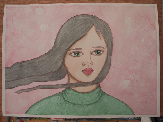 Pink & Green Portrait