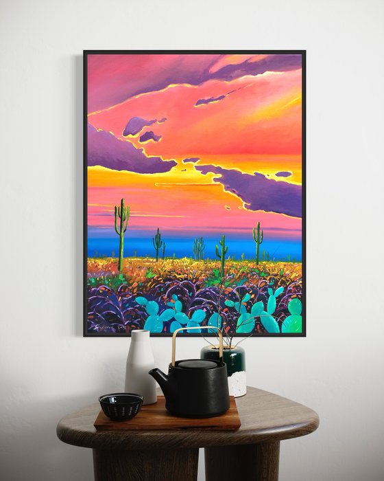 Warm sunset in desert