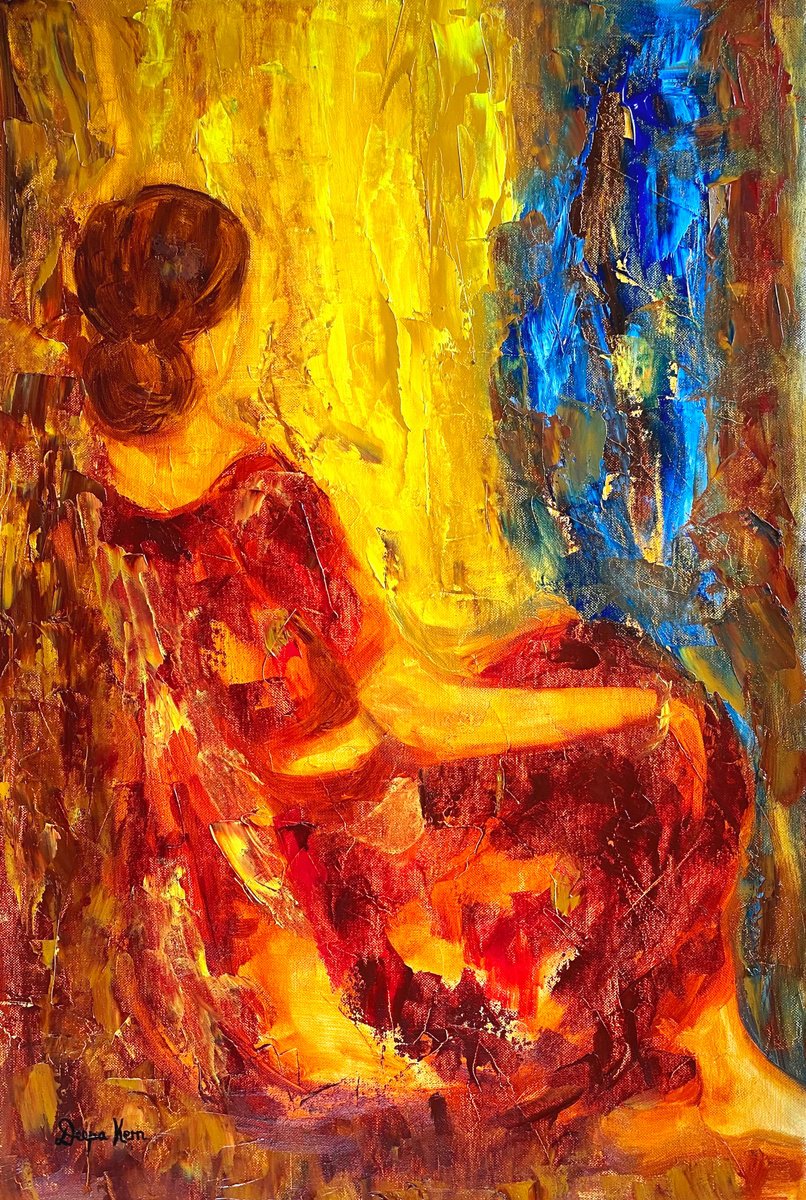 Expressive Portrait Oil Painting By Deepa Kern, 18 X 27, The Light That Surrounds Us, Original Artwork