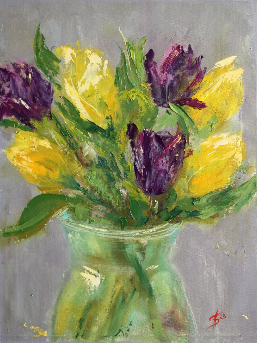 Bouquet Tulips II / ORIGINAL PAINTING by Salana Art Gallery