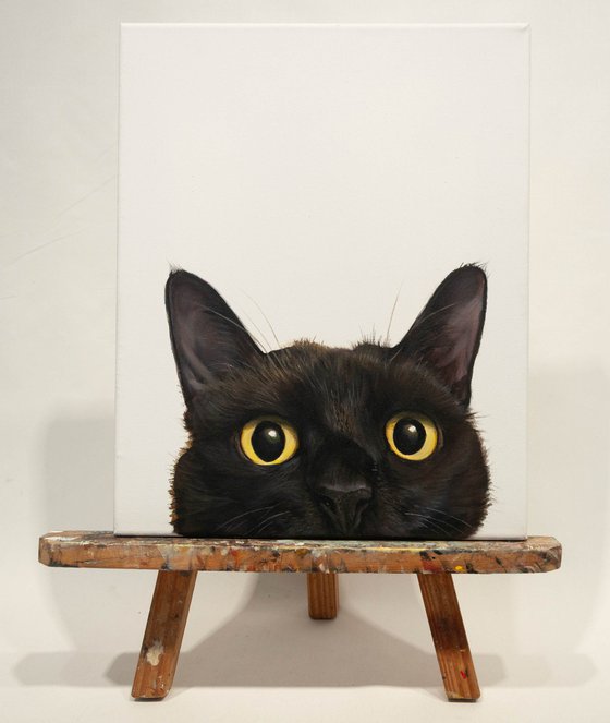 "Curious Eyes | Black Cat Hyperrealism"