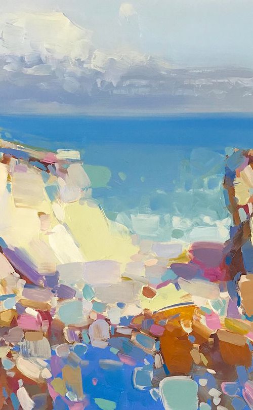 White Cliff, Original oil painting, Handmade artwork, One of a kind by Vahe Yeremyan