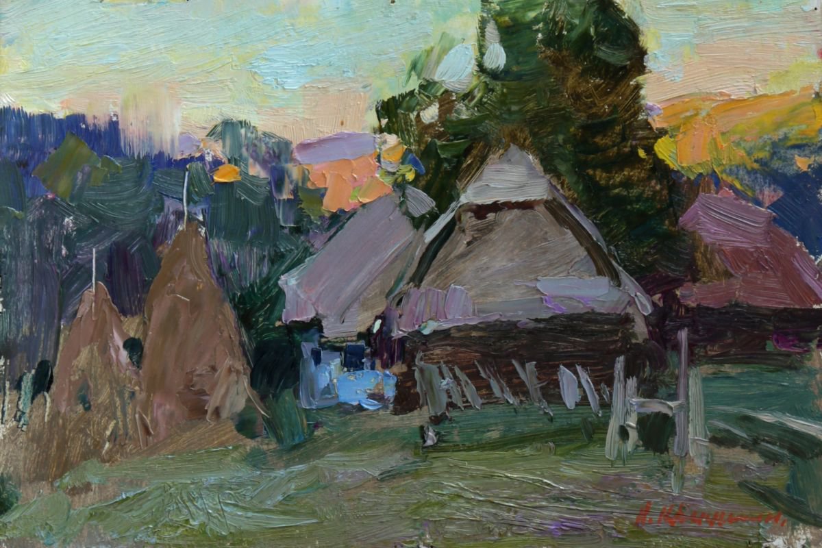 Impressionistic Landscape Oil Painting By Aleksandr Kryushyn, 10 X 7, Summer Evening, Original Artwork