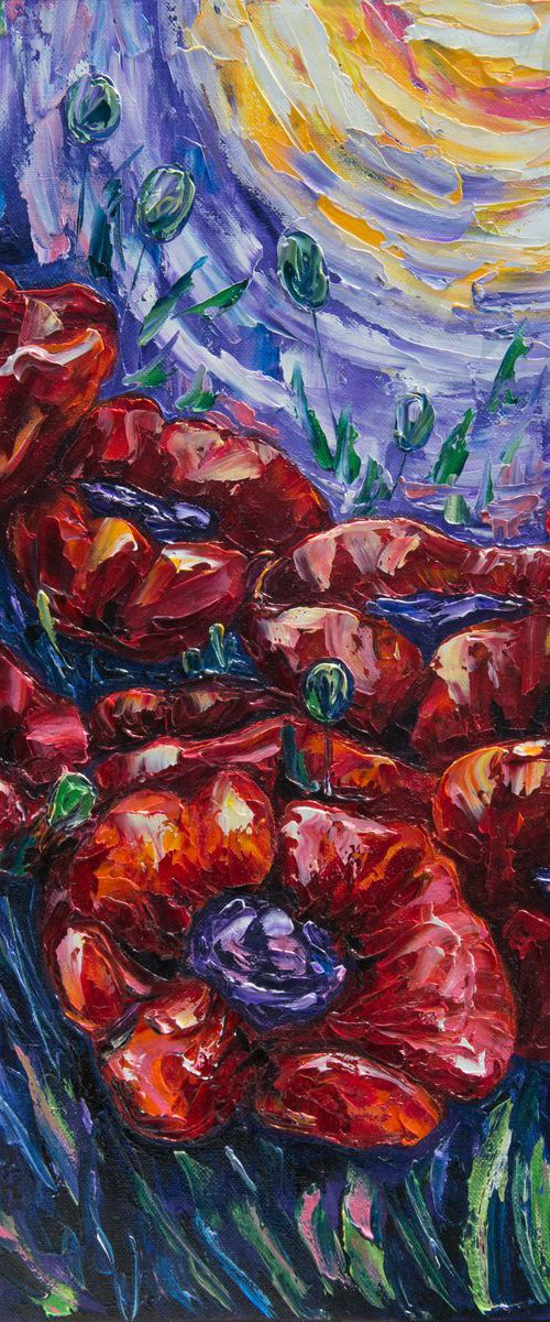 Impressionist Field Poppies 16" X 20" X 0.5" by Lena Owens at OLena Art