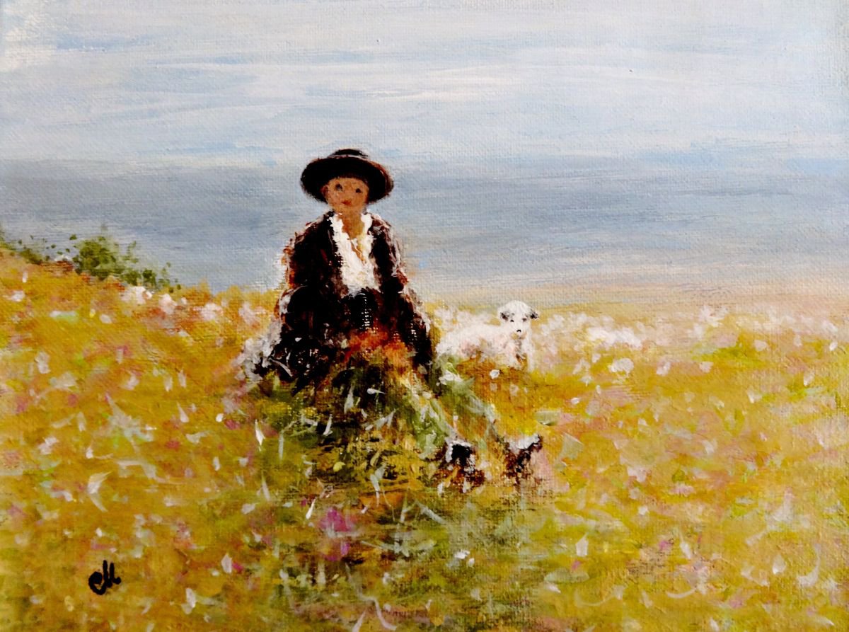 Impressionistic Landscape Acrylic Painting By Cristina Mihailescu, 10 X 8, On A Peak.., Original Artwork