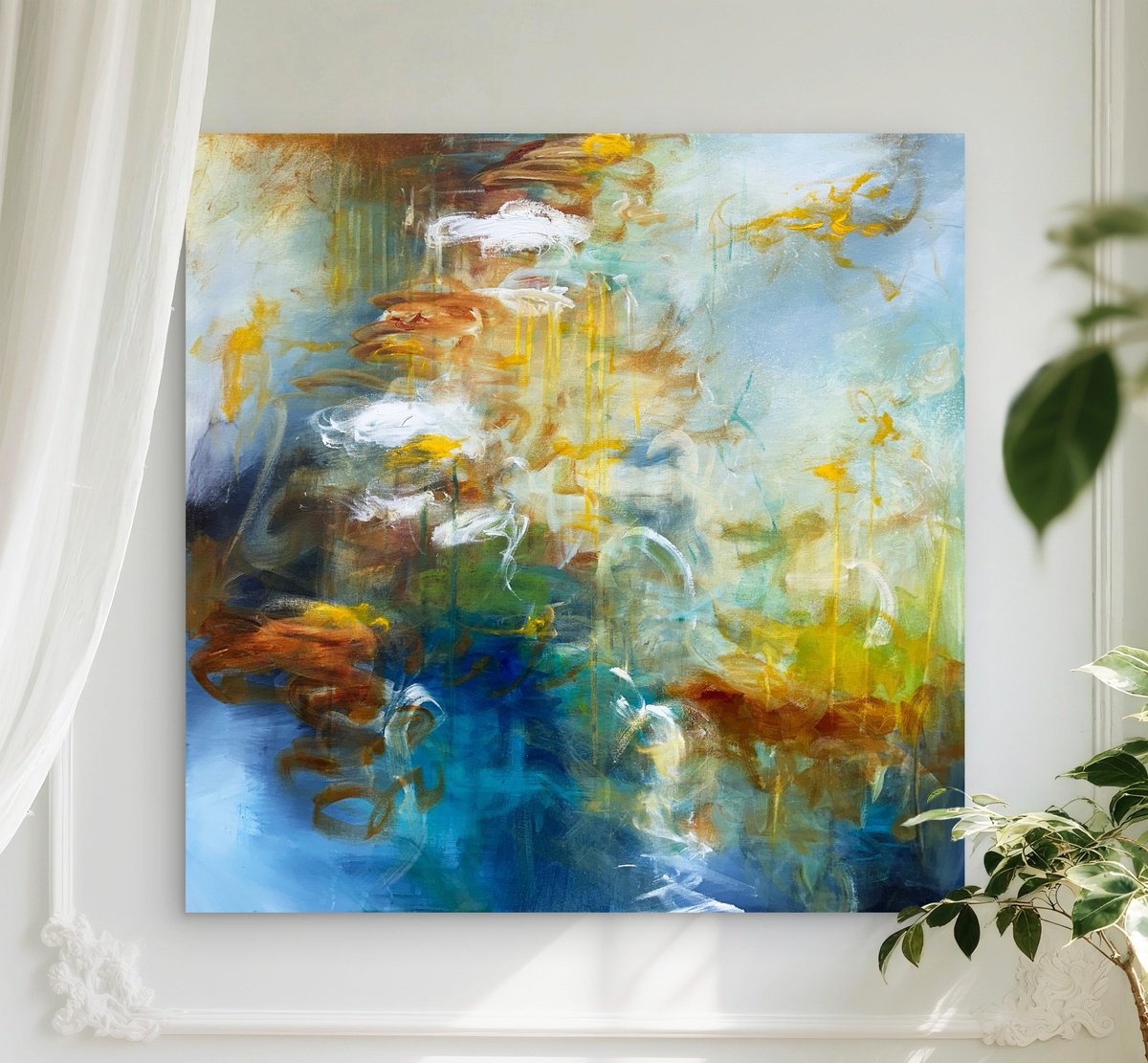  Lilies In Soft Reflection By Andrada Anghel, 36 X 36, Artwork For Sale On Artfinder