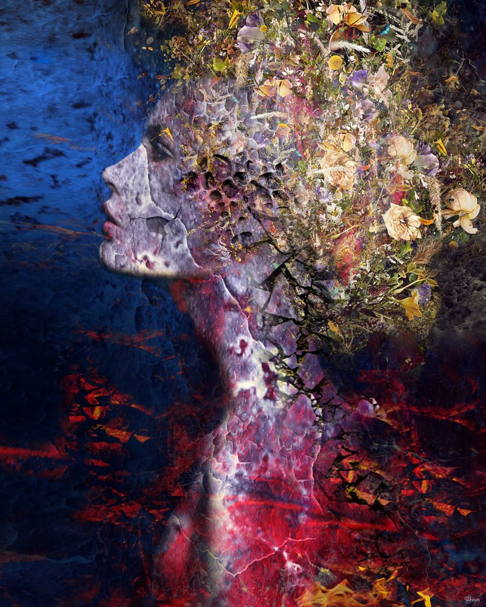 Illustrative Portrait Photograph By Bojan Jevtic, 35 X 43, Waiting For A Kiss, Original Artwork