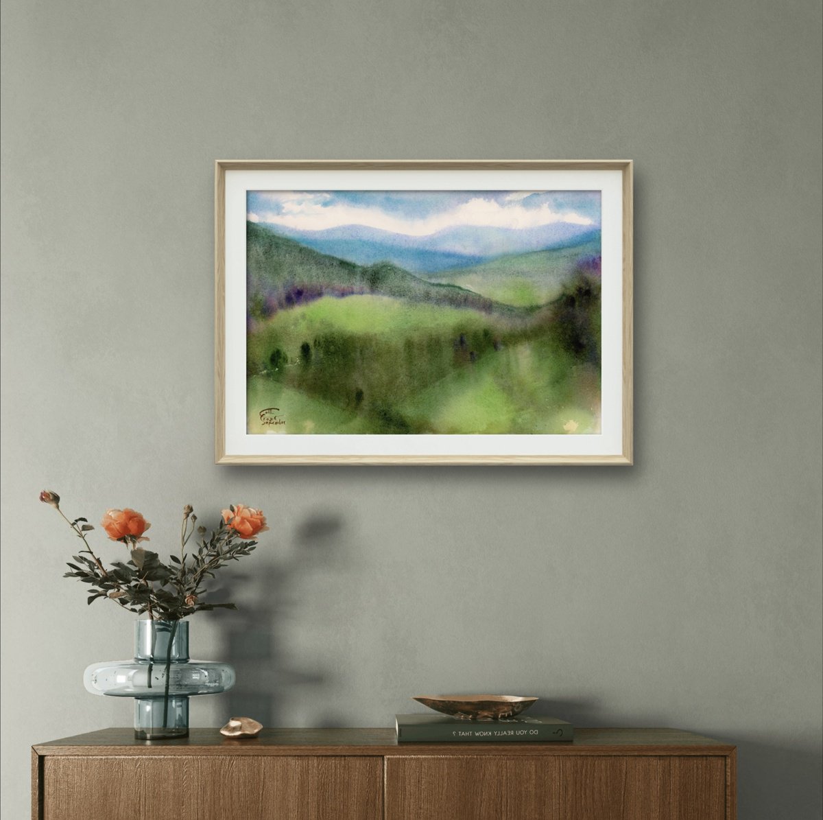 Impressionistic Landscape Watercolour By Tatyana Tokareva, 14 X 10", Mountains Landscape., Original Artwork