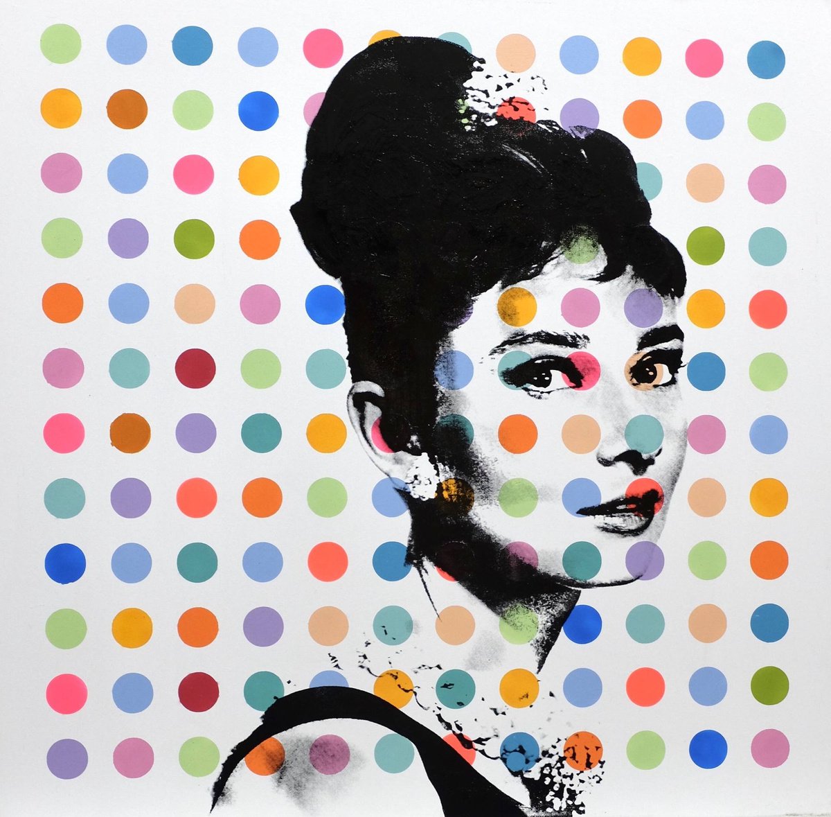 Audrey Hepburn X Dots Painting by Dane Shue by Dane Shue