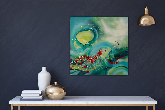 Ocean bloom 2 - Original bold abstract on canvas - Ready to hang