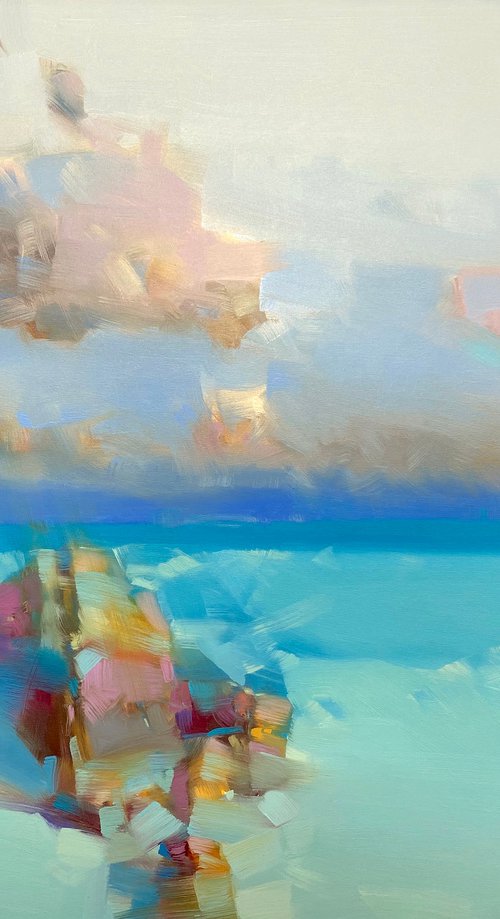 Emerald Ocean, Original oil painting, Handmade artwork, One of a kind by Vahe Yeremyan