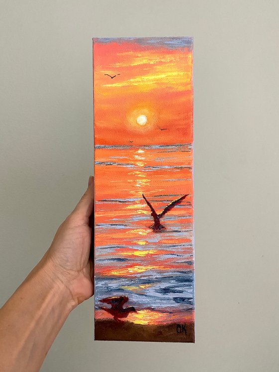 Seagulls at sunset