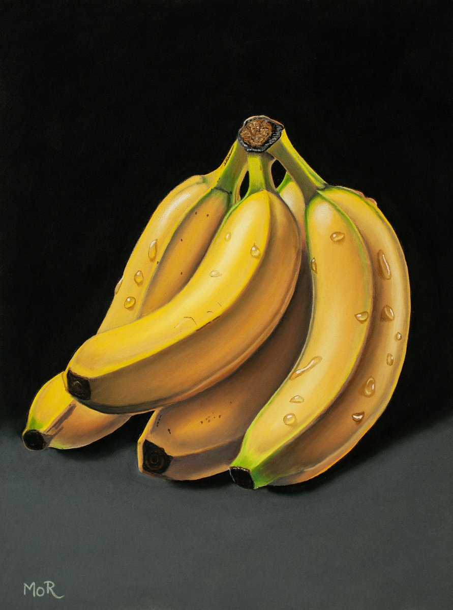 Photorealistic Pastel Drawing , Banana Bunch By Dietrich Moravec, 12 X 16, Artwork For Sale On Artfinder