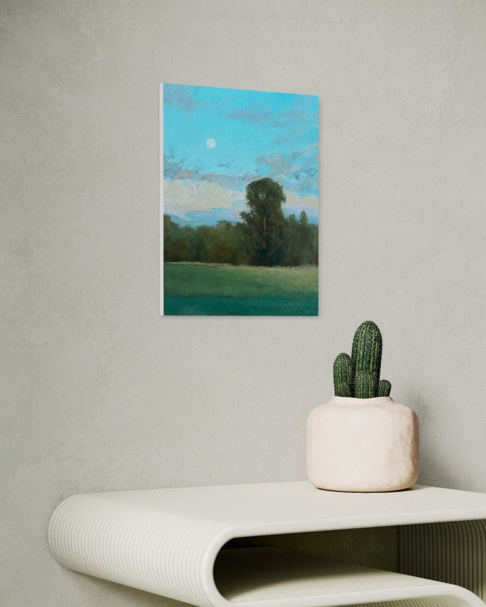 Impressionistic Landscape Oil Painting By Bohdan Vykhrenko, 9 X 12, Countryside Sunset, Original Artwork