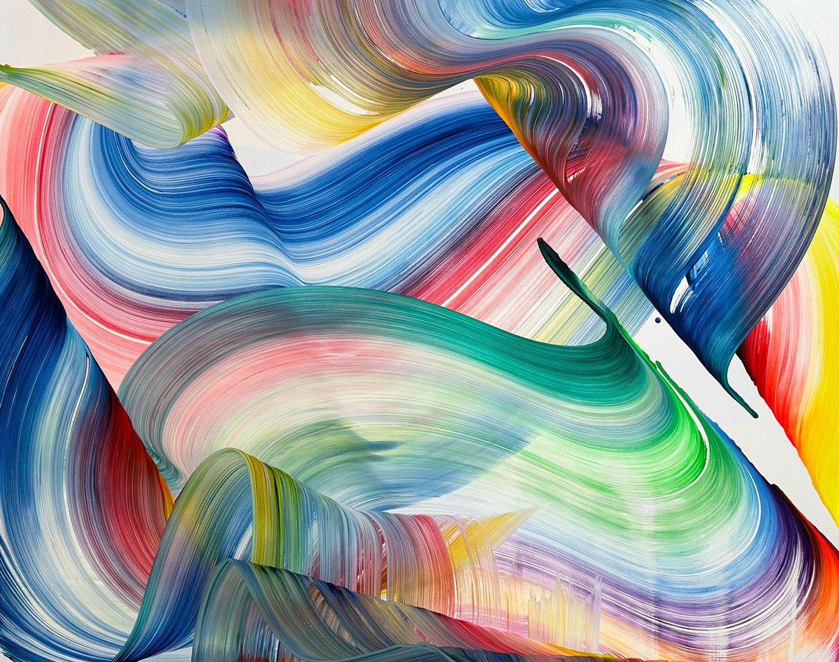 Organic Abstract Acrylic Painting By Nikolaos Schizas, 59 X 75", Aires Tropicales, Original Artwork