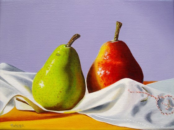 2 pears on fabric