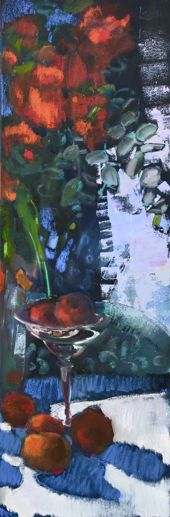 Colourful still life with oranges